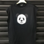 Erkek Siyah Panda Baskılı Oversize Sıfır Kol T-shirt – Spor ve Sokak Stili Yazlık Tshirt