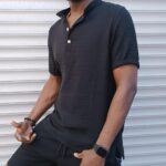 Hakim Yaka Yarım Pat Düğmeli Keten Gömlek Ham keten