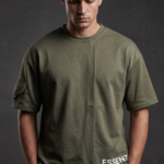 Essentials asimetrik modelli Oversize Bisiklet Yaka Tişört