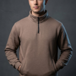 Dik Yaka Yarım Fermuarlı Cep Detaylı Sweatshirt