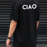 Siyah 'Ciao' Baskılı Oversize Tişört