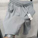 Keten Şort Beli Lastikli %100 Pamuk Keten