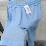 Keten Şort Beli Lastikli %100 Pamuk Keten