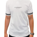 Escape to Ordinary Baskılı Ottoman Jakarlı Oversize Tişört – Beyaz