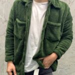 Haki Cep Detaylı Düğmeli Normal Kalıp Pelüş Ceket