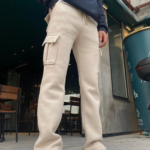 Kargo Cep 3 İplik Şardonlu Baggy Pantolon Bej