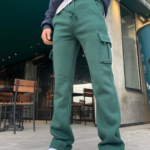 Kargo Cep 3 İplik Şardonlu Baggy Pantolon Yeşil