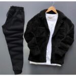 Cep Detaylı Pelüş Gömlek Ve Eşofman Alt Üst Kombini