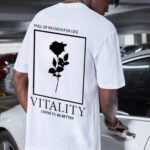 Vitality Sırt Gül Baskılı Oversize Tişört