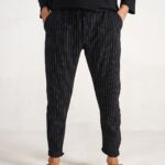 Çizgili Duble Paça Jogger Pantolon