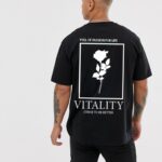 Vitality Sırt Gül Baskılı Oversize Tişört