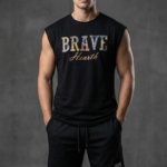 Brave Baskılı Kolsuz Oversize Tişört ve Ottoman Şort Kombini