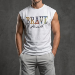 Brave Baskılı Kolsuz Oversize Tişört ve Şort Kombini