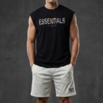 Essentials Baskılı Kolsuz Oversize Tişört ve  Şort Kombini