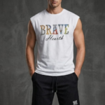 Brave Baskılı Kolsuz Oversize Tişört ve Ottoman Şort Kombini