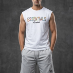 Essentials Baskılı Kolsuz Oversize Tişört ve  Şort Kombini