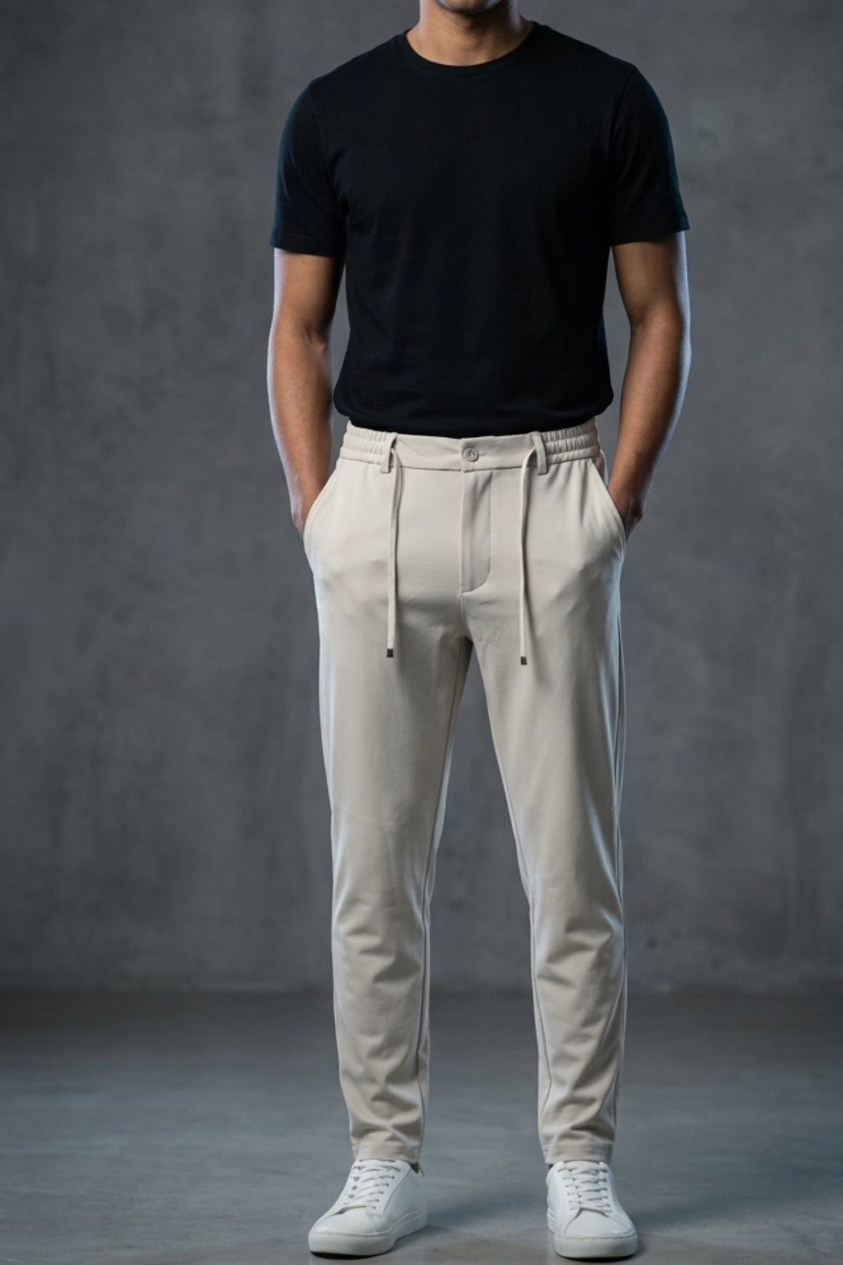 p5 Smart-Casual Jogger Pantolon - Krem - Görsel 1